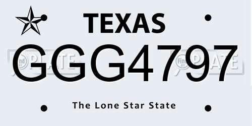 GGG4797 Texas License Plate