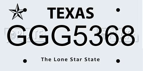 GGG5368 Texas License Plate