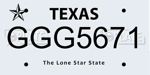 GGG5671 Texas License Plate