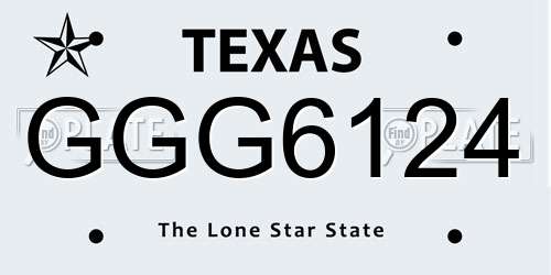 GGG6124 Texas License Plate