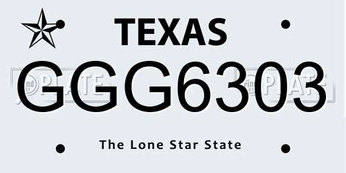 GGG6303 Texas License Plate