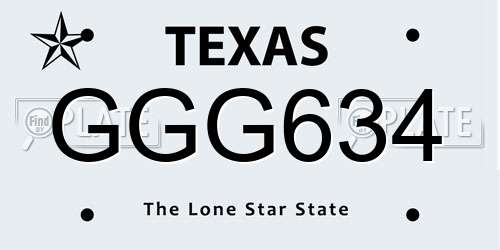 GGG634 Texas License Plate