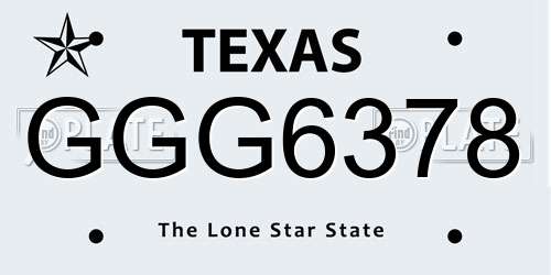 GGG6378 Texas License Plate
