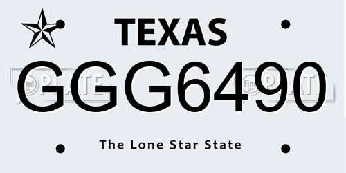 GGG6490 Texas License Plate