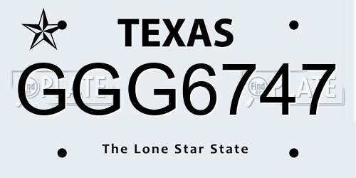 GGG6747 Texas License Plate