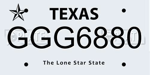 GGG6880 Texas License Plate