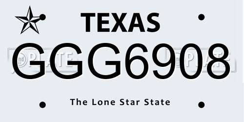 GGG6908 Texas License Plate