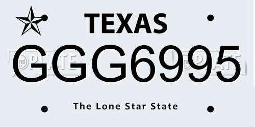GGG6995 Texas License Plate