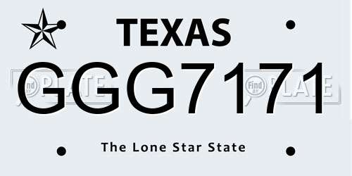 GGG7171 Texas License Plate