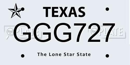 GGG727 Texas License Plate