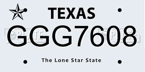 GGG7608 Texas License Plate