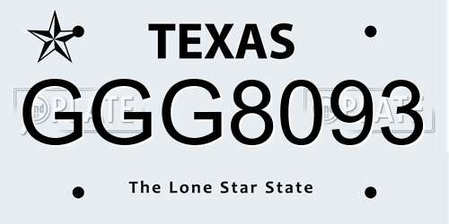 GGG8093 Texas License Plate