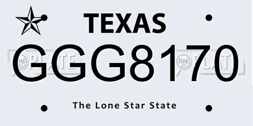 GGG8170 Texas License Plate