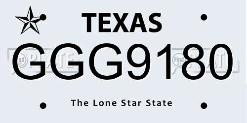 GGG9180 Texas License Plate