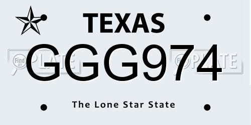 GGG974 Texas License Plate
