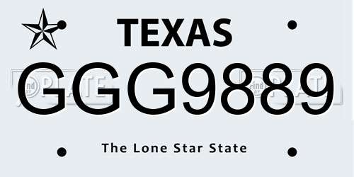 GGG9889 Texas License Plate
