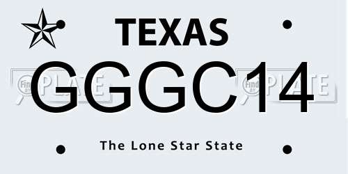 GGGC14 Texas License Plate