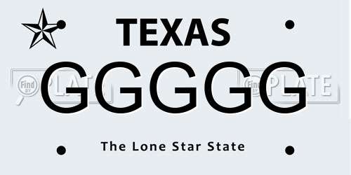 GGGGG Texas License Plate