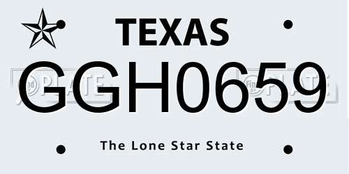 GGH0659 Texas License Plate
