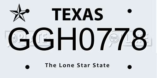 GGH0778 Texas License Plate