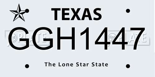 GGH1447 Texas License Plate