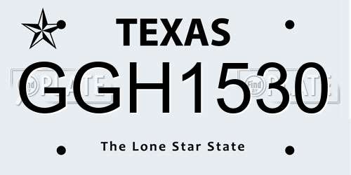 GGH1530 Texas License Plate
