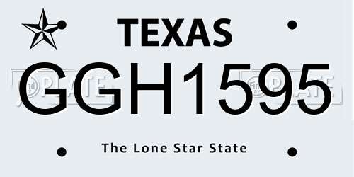 GGH1595 Texas License Plate