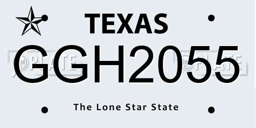 GGH2055 Texas License Plate