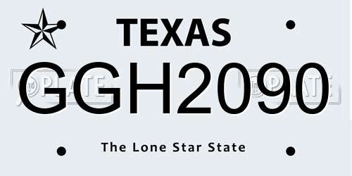 GGH2090 Texas License Plate