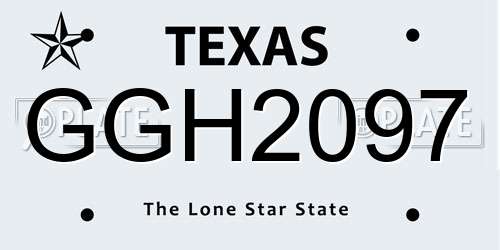GGH2097 Texas License Plate