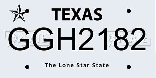 GGH2182 Texas License Plate