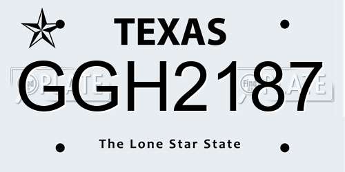 GGH2187 Texas License Plate