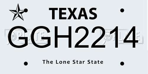GGH2214 Texas License Plate