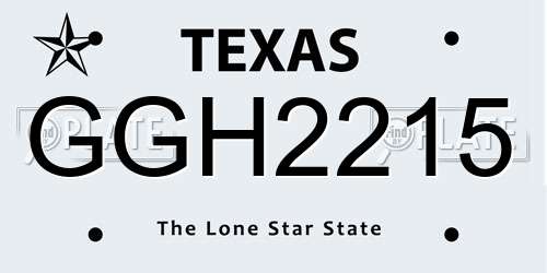 GGH2215 Texas License Plate