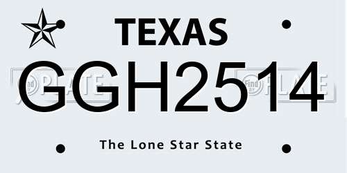 GGH2514 Texas License Plate