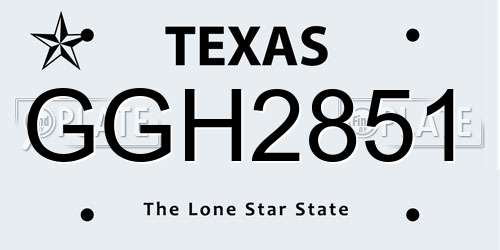 GGH2851 Texas License Plate