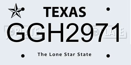 GGH2971 Texas License Plate