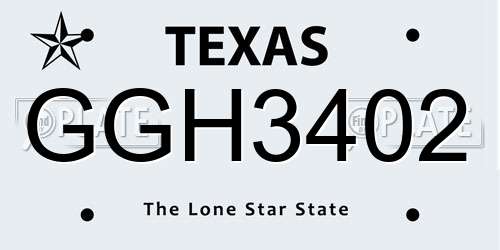 GGH3402 Texas License Plate