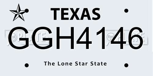 GGH4146 Texas License Plate