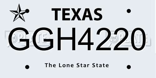 GGH4220 Texas License Plate