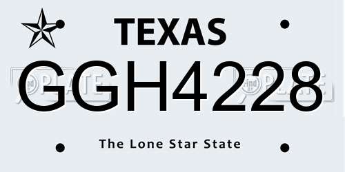 GGH4228 Texas License Plate
