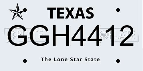 GGH4412 Texas License Plate