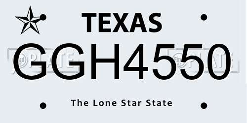 GGH4550 Texas License Plate