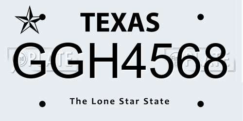 GGH4568 Texas License Plate