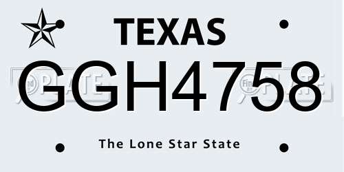GGH4758 Texas License Plate