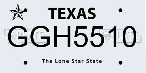 GGH5510 Texas License Plate