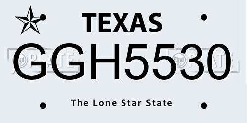 GGH5530 Texas License Plate