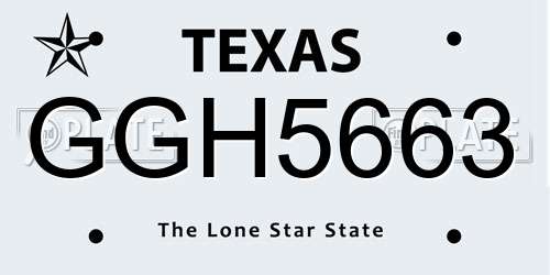 GGH5663 Texas License Plate