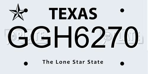 GGH6270 Texas License Plate