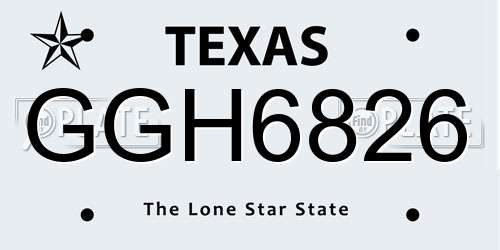 GGH6826 Texas License Plate